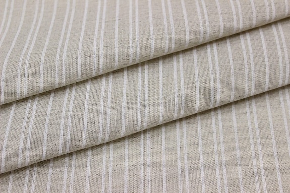 Полулен "Белые полоски" (на т.суровом), ш.1.5м, лен-30%, хлопок-70%, 140гр/м.кв