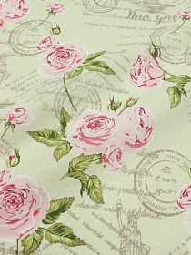 Рогожка "Почтовая романтика - розовые цветы", ш.1.5м, хлопок-100%, 150гр/м.кв