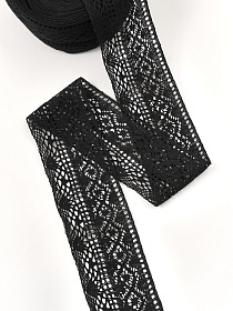 Кружево цв.черный, ш.95мм, хлопок-90%, п/э-10%, рис.172/26