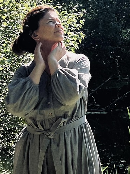 Платье из Вареного хлопка цв.Хвойно-зеленый меланж