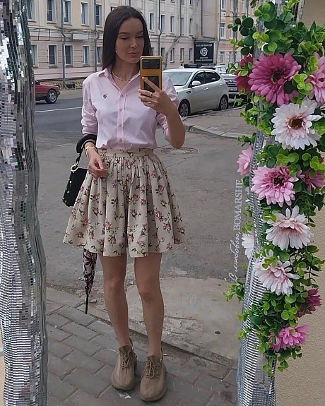 Юбка из полульна "Розовые бутоны роз"