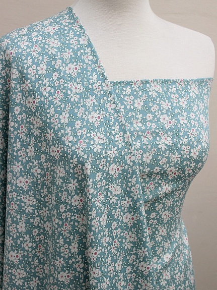 Штапель "Малика" цв.бирюзово-зеленый винтаж-2, СОРТ2, ш.1.42м, вискоза-100%, 90гр/м.кв