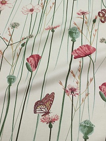 Полульняной сатин "Полевой мак", ш.2.2 м, лен-22%, хлопок-78%, 185гр/м.кв