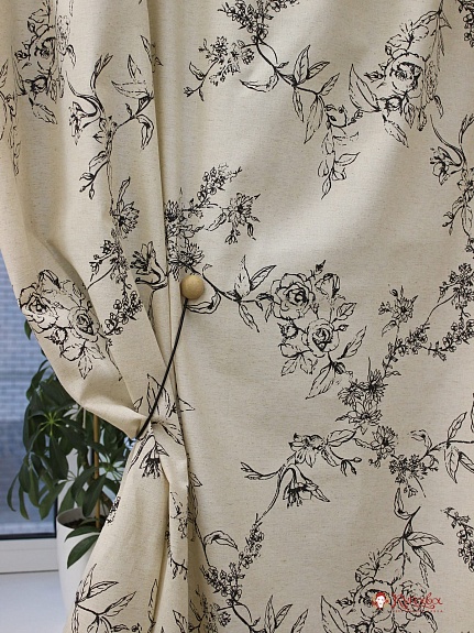 Мерный лоскут - Полулен "Шведская роза на суровом", СОРТ2, ш.1.5м, лен-30%, хлопок-70%, 147гр/м.кв