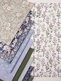 Набор тканей для рукоделия "Сатин: Ароматный лужок", 45*30 см, 10 шт