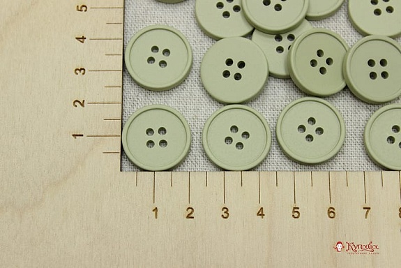 Пуговица пластмасса, цв.светлый оливково-серый, 20мм, 4 отверстия