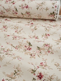 Ткань Дак "Примавера - средние розовые цветы", ш.1.8м, хлопок-65%, п/э-35%, 205гр/м.кв