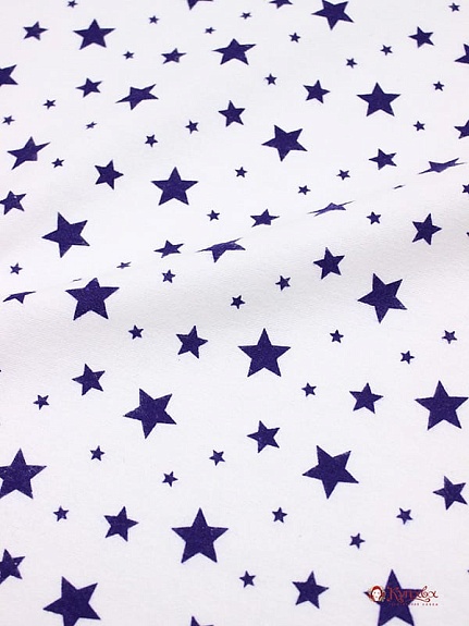 Фланель "Чернильные звезды на белом (отбеленном)", ш.0.9м, хлопок-100%, 180гр/м.кв