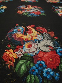 Вафельное полотно "Жостовский мотив", ш.1.5м, хлопок-100%, 155гр/м.кв, раппорт 63см