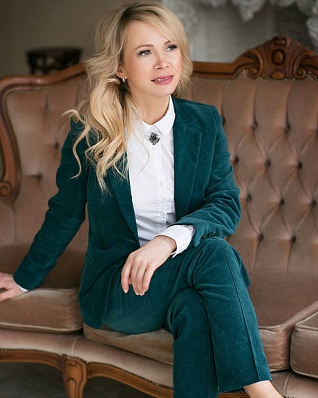 Брючный костюм Helen из бархата "Изумруд"