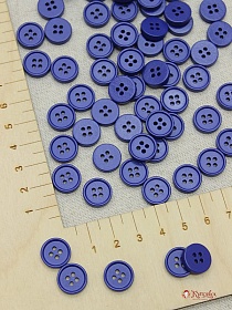 Пуговица пластмасса, цв.темно-васильковый, 12мм, 4 отверстия