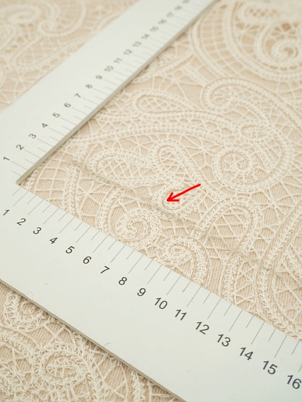 Кружевное полотно "Милада" (фестон с 2х ст.)  цв.кремовый, ш.1.3м, СОРТ2, хл-80%, нейлон-20%