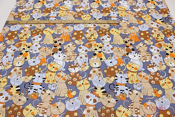 Бязь "Коты", ш.1.5м, хлопок-100%, 138гр/м.кв