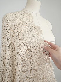 Кроше "Ажурная мечта" (фестоны с 2х сторон) цв.суровый, ш.1.1м, хлопок-100%, 350гр/м.кв