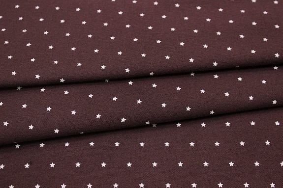 Теплый хлопок "Мелкие звезды на т.шоколадно-лиловом", ш.1.52м, хлопок-100%, 150гр/м.кв