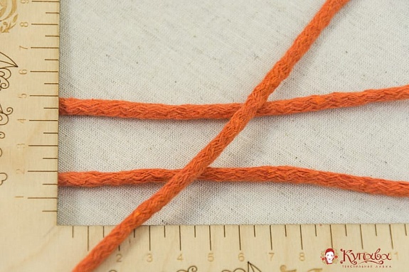Шнур цв.кораллово-оранжевый, 5мм, хлопок-100%