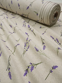 Полулен поэма "Любовь к провансу - веточка" (на суровом), (комп), ш.1.5м, лен-30%, хлопок-70%, 155гр/м.кв