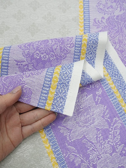 Холст полотенечный жаккард "Валенсия" цв.серый/сиреневый, ш.0.5м, лен-30%, хл-70%, 210гр/м.кв