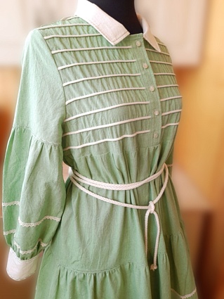 Платье из вареного хлопка в цвете зеленая трава меланж