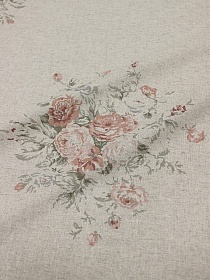 Полулен "Поллианна (коралловые цветы)" (на суровом), ВИД2, ш.1.5м, лен-30%, хлопок-70%, 147гр/м.кв