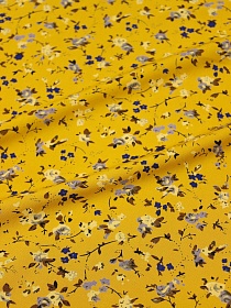 Штапель Премиум "Цветочная грация" цв.куркума, ш.1.44м, вискоза-100%, 120гр/м.кв