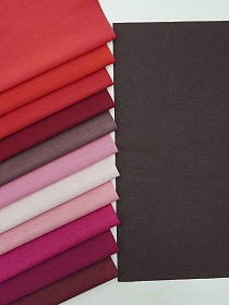 Набор тканей для рукоделия "Бязь однотонная: красно-розовая гамма", 45*30 см, 12 шт