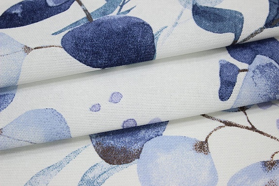 Мерный лоскут (ткань в отрезах) - Рогожка "Изящный эвкалипт", ш.1.5м, хлопок-100%, 165гр/м.кв