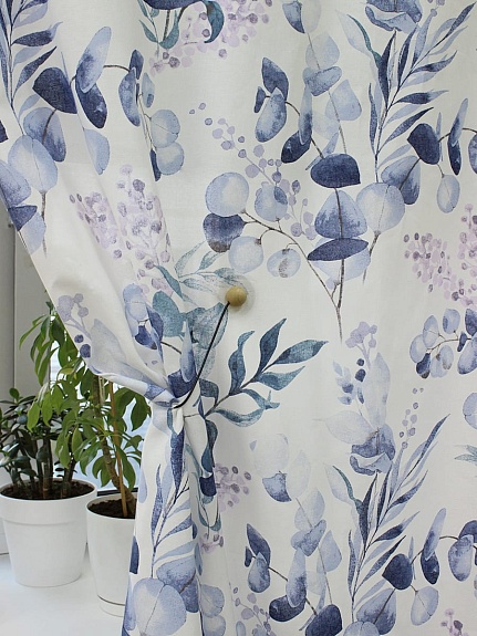 Мерный лоскут (ткань в отрезах) - Рогожка "Изящный эвкалипт", ш.1.5м, хлопок-100%, 165гр/м.кв