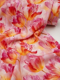 Штапель Премиум "Сияние весны" цв.фуксия, ш.1.45м, вискоза-100%, 120гр/м.кв