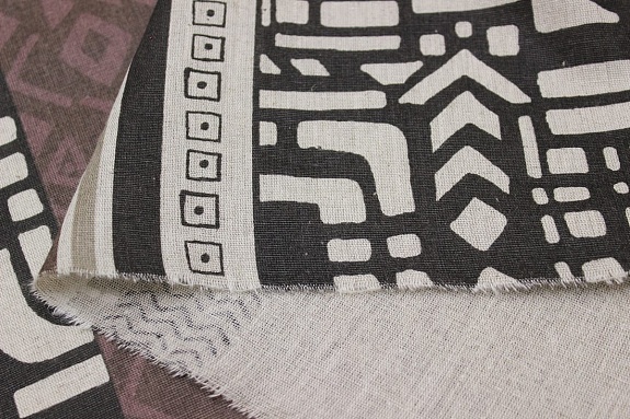 Полулен "Сахара - орнамент" цв.коричневый, (на суровом), СОРТ2, ш.1.5м, лен-30%, хл-70%, 140гр/м.кв