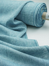 Лен пестротканый с умягчением цв.Бирюзово-синий меланж, СОРТ2, ш.1.5м, лен-100%, 165гр/м.кв