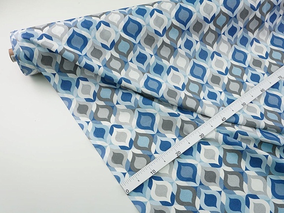 Рогожка "Расписной витраж" цв.синий, ш.1.5м, хлопок-100%, 165гр/м.кв