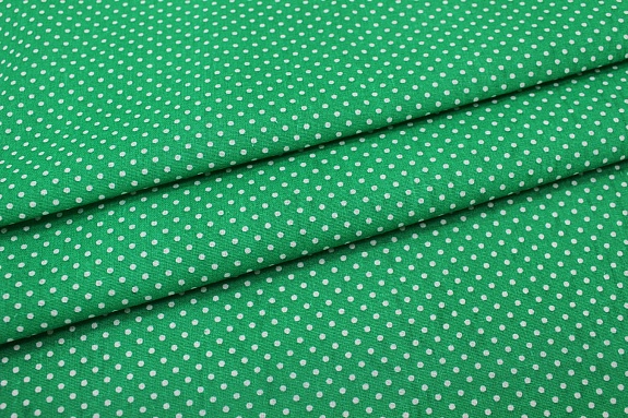 Бязь "Белый горох (3мм) на зеленом", СОРТ2, ш.1.5м, хлопок-100%, 120гр/м.кв