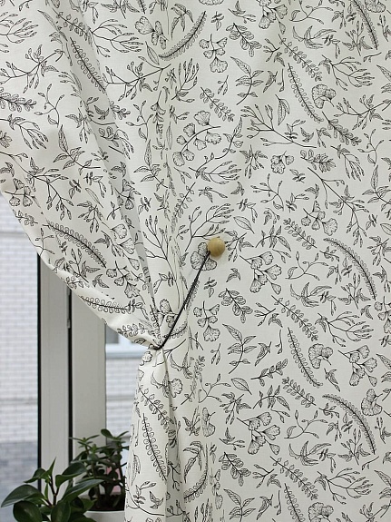 Полулен "Душистые травы на белом", ш.1.5м, лен-30%, хлопок-70%, 147гр/м.кв