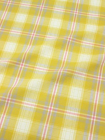Вареный (стираный) хлопок "Клетка" цв.горчично-желтый/розовый коралл, ш.2.5м, хл-100%, 115гр/м.кв