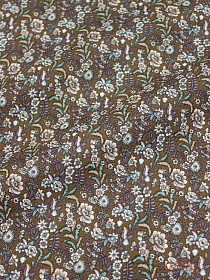 Плательный хлопок "Цветочная мозаика" цв.коричневый, ш.1.45м, хлопок-100%, 140гр/м.кв