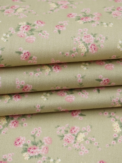 Сатин "Крошечная нежность" цв.св.оливково-серый, ш.2.35м, хлопок-100%, 110гр/м.кв