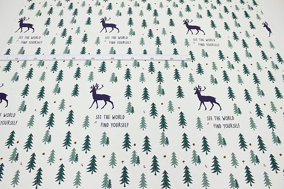 Интерьерный хлопок "Скандинавский лес", ш.1.5м, хл-100%, 230гр/м.кв, раппорт 49см