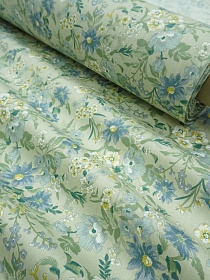 Сатин "Цветочная долина" цв.св.серо-оливковый, ш.1.6м, хлопок-100%, 110гр/м.кв