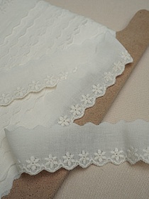 Шитье цв.кремовый (общая ширина 30мм, ширина вышивки 13мм), хлопок-100%, батист