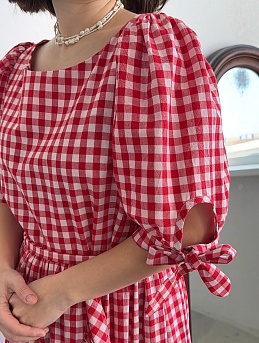 Платье из вареного хлопка в красно-бордовом цвете