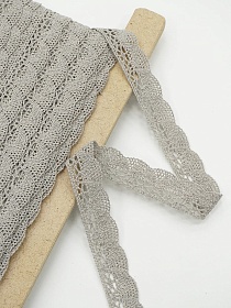 Кружево цв.серо-бежевый с оливковым оттенком, ш.19мм, хлопок-90%, п/э-10%, рис.110/5