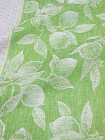 Холст полотенечный жаккардовый "Лимоны" цв.зеленый/серый, ш.0.49м, лен-100%, 220гр/м.кв