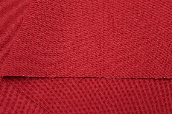 Мерный лоскут (ткань в отрезах) - Саржа (твил) цв.Красный, ш.1.5м, хлопок-65%, п/э-35%, 240гр/м.кв