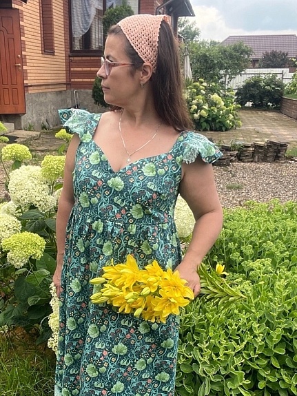 Платье из сатина "Цветочное забвение"