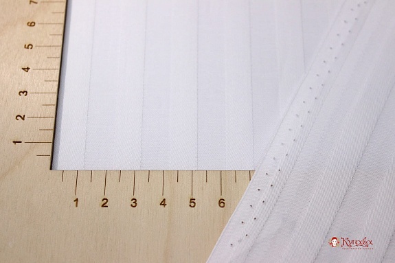 Мерный лоскут Сатин-страйп цв.Белый (1см*1см), ш.2.2м, хлопок-100% 135гр/м.кв