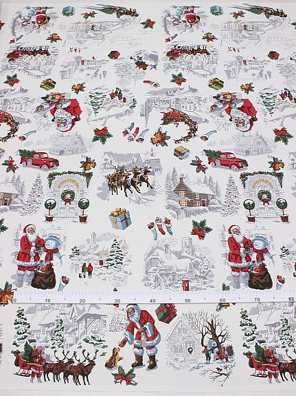 Рогожка "Рождественские зарисовки", ш.1.54м,  хлопок-100%, 165гр/м.кв