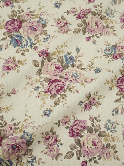 Сатин "Цветочное послание" цв.светло-бежевый, ш.1.6м, хлопок-100%, 110гр/м.кв