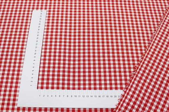 Пестрядь "Красно-белая средняя клетка", ш.1.5м, хлопок-100%, 150гр/м.кв