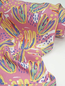 Штапель "Яркая фантазия" цв.розовый интенсивный, ш.1.45м, вискоза-100%, 105гр/м.кв